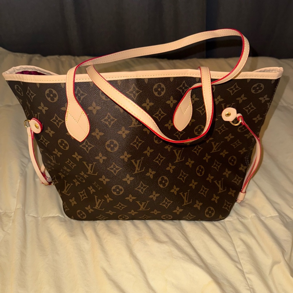 Louis Vuitton Brown Neverfull Monogram Bag.